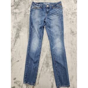 Aeropostale Bayla Distressed Skinny Jeans Size 8 Blue Y2K Low Rise Stretch Denim